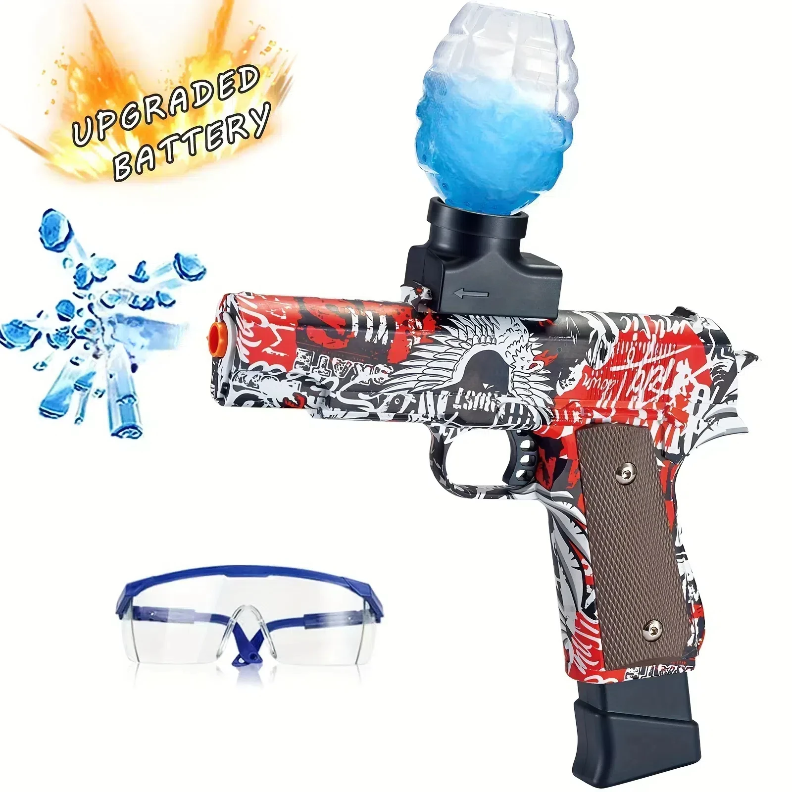 

Electric Blaster Gel Ball Blaster Pistol Gun Toy, Automatic Splatter Gun with Goggles, Outdoor Activities Shooting Game