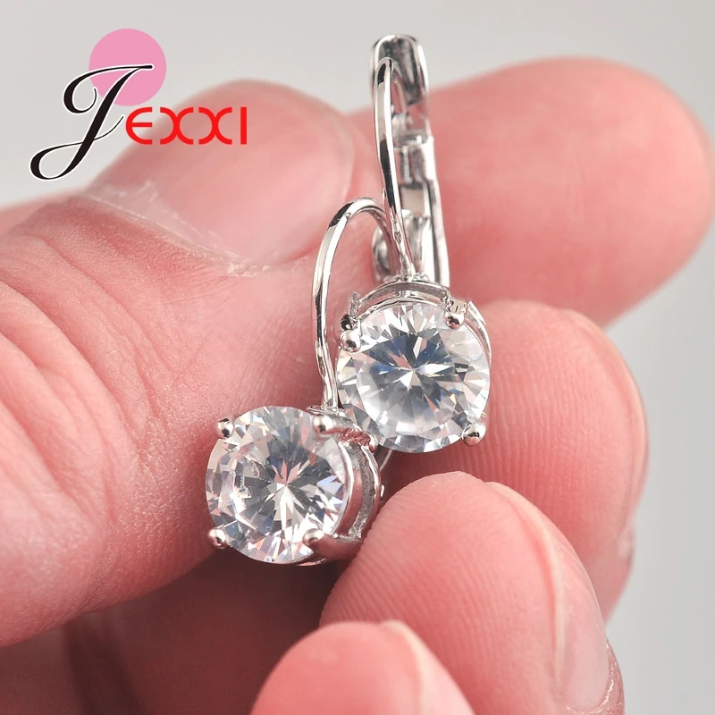 Super Shining Cubic Zirconia Stone Real 925 Sterling Silver Drop Earrings Crystal Jewelry Present For Women Ladies