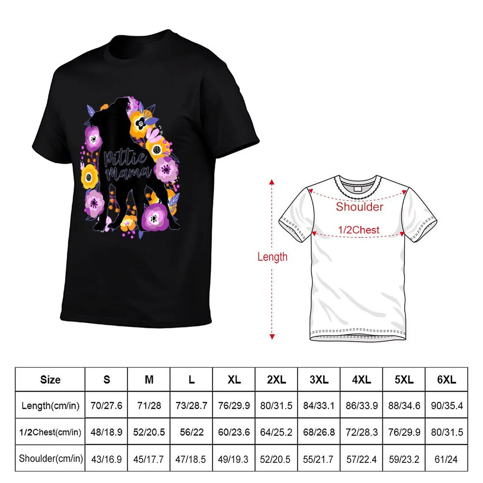 Pitbull Mama Purple Flowers Pittie Cute Pitbull Mom Dog Lover T-Shirt Plus Size Lightweight Tee Shirt