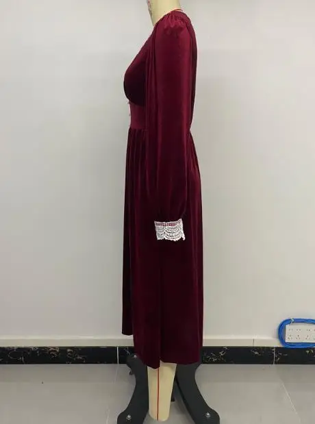 

Dress Women's Fashion 2025 Spring/summer Latest Hot Selling New Palace Elegant Retro Style Lace Patchwork V-Neck Velvet Dress