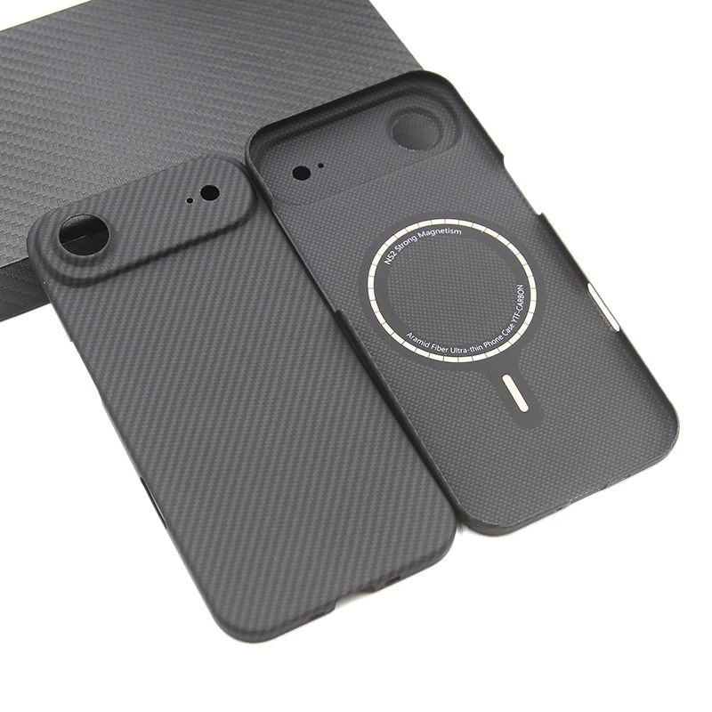 Etui ZXKE z prawdziwego włókna do Apple iPhone 17 Pro Max, pokrowiec iPhone Air z wbudowaną metalową płytką, magnetyczny uchwyt samochodowy, obudowa z włókna aramidowego. — zdjęcie produktu 2