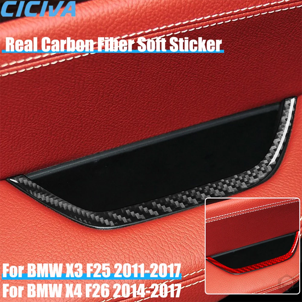

Real Carbon Fiber Car Accessories Driver Door Puller Strip Trim Cover Soft Sticker For BMW X3 F25 2011-2017 X4 F26 2014-2017