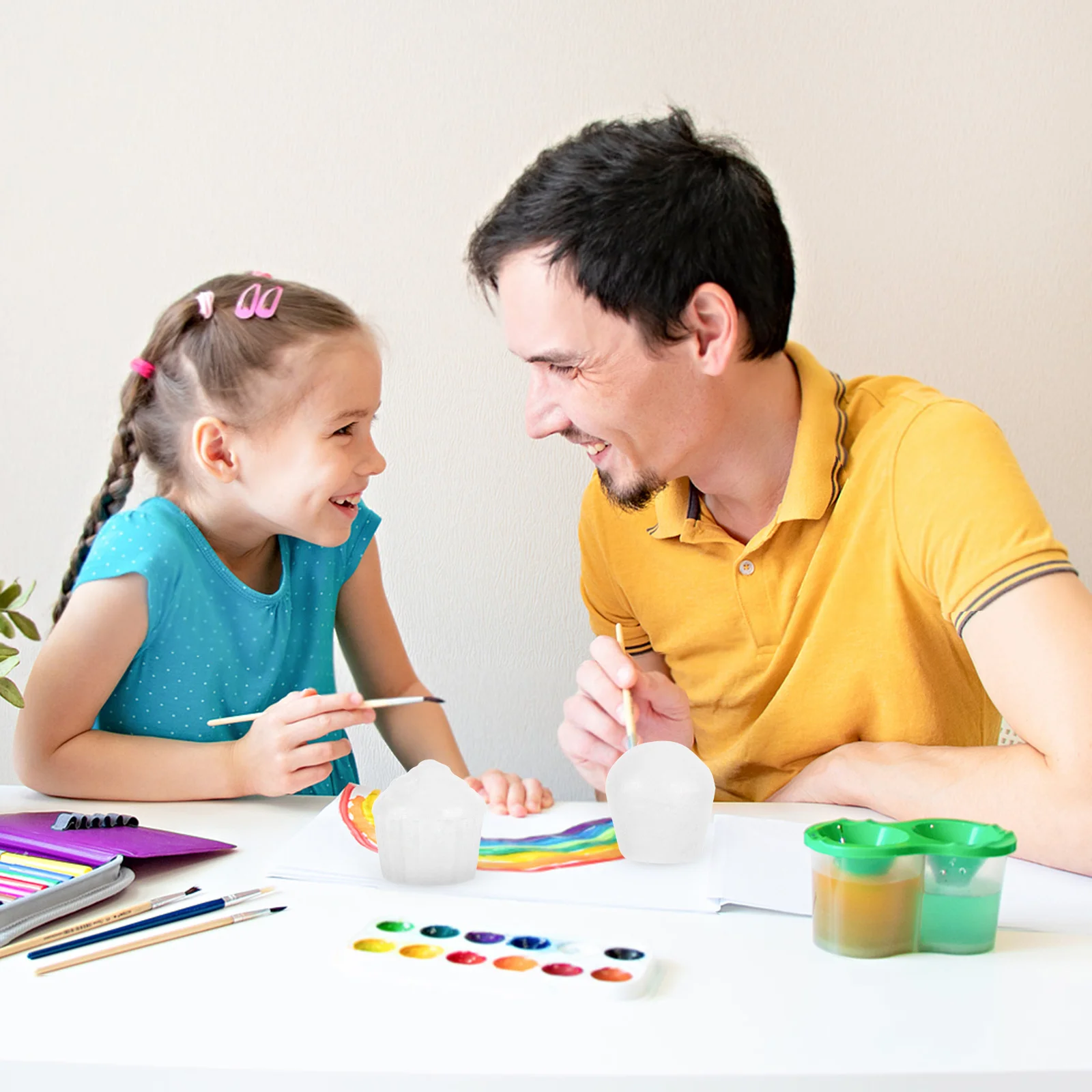 

12pcs Foam Cupcake Models Blank Diy Craft For Art Painting Cake Decorating Practice Wedding Display Unpainted Cake Diy