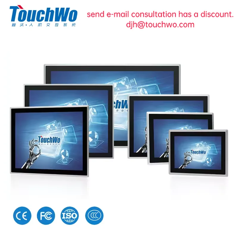 8~21.5 inch Touch Screen IP65 Front Waterproof, All in One Industrial Embedded Panel PC with 10 Point PCAP TouchScreen Monitor