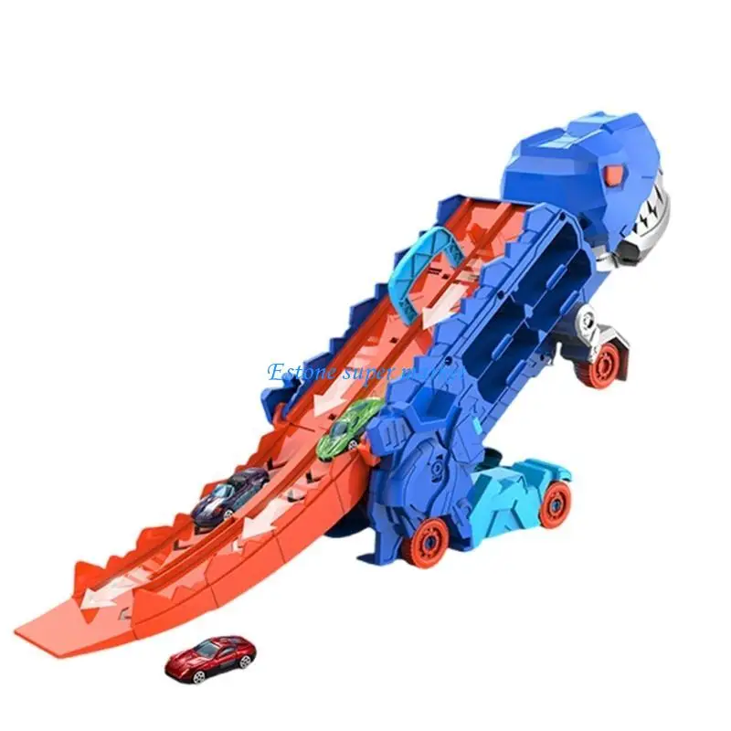 090B ชุดติดตามเร็กซ์ยุคก่อนประวัติศาสตร์สำหรับเด็กส่งเสริมความคิดสร้างสรรค์ด้วยรถของเล่น 2 คัน