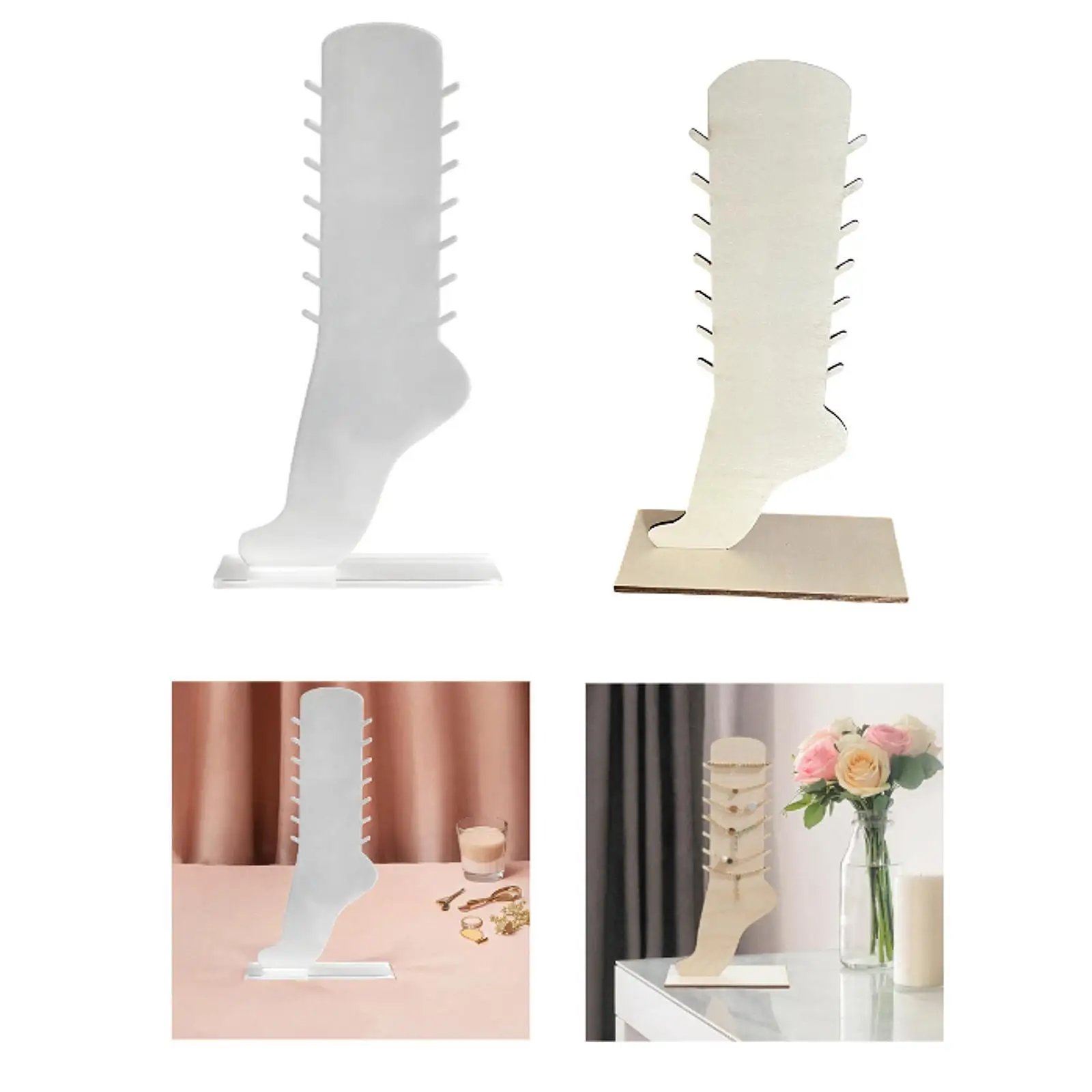 رف تخزين خلخال على شكل قدم، 7 طبقات، ديكور مبتكر، حامل عرض أنيق محمول، حامل قلادة لخزانة عرض المنزل