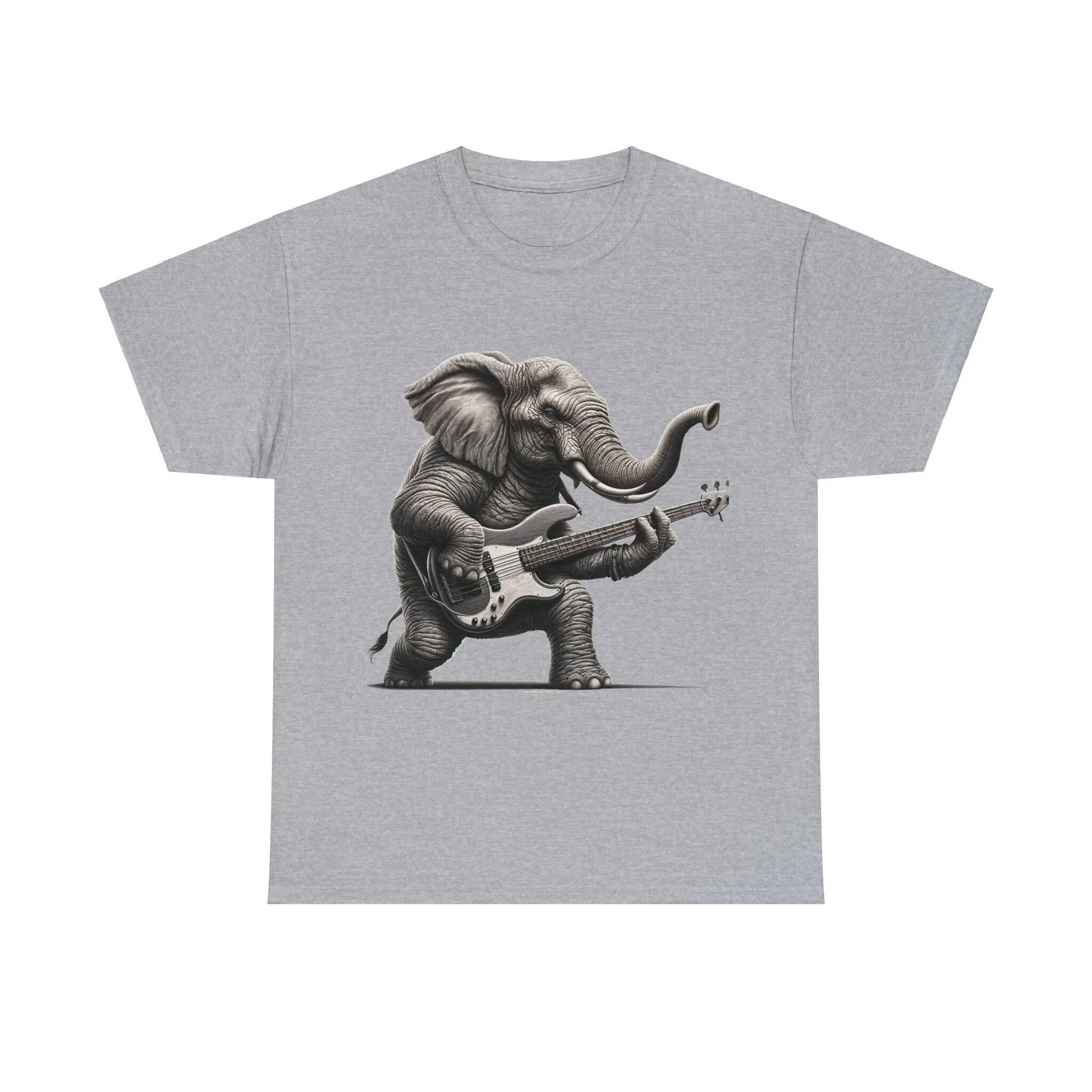 Rockin' Elephant on bass guitar unisex graphic tee Bassist gift