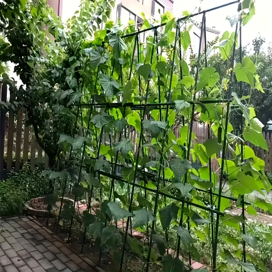 58 piece set Heavy Duty Garden Plant Climbing Trellis, Plastic Coated Steel Support Stake for Tomato Cucumber Bean Plants H0983