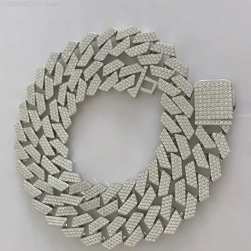 

Popular Design Custom Necklace VVS Moissanite Diamond Necklace White Gold Plated Cuban Link Chain Necklace For Men And Wome