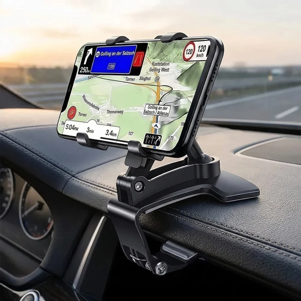 

Universal Dashboard Car Phone Holder Stand 360° Rotatable Clip Mount GPS Bracket Stable Anti-Shake Adjustable Mobile Phone Suppo