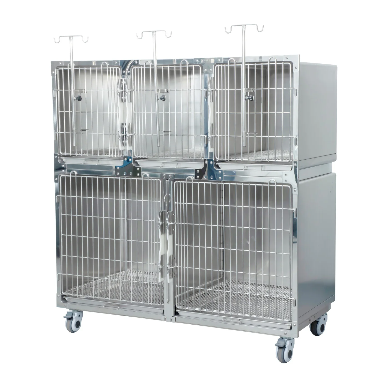 PJJY-05 304 Veterinary Stainless Steel Five Position Combination Hospital Cage For Clinic And Hospital