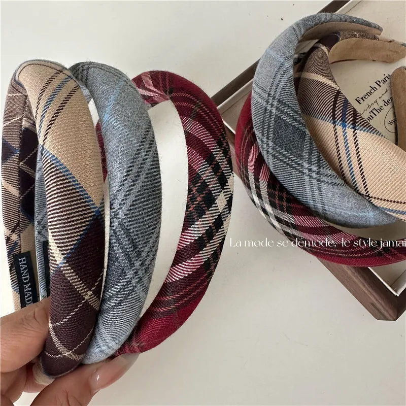 Plaid Headband Simple Face Washing Pressure Hair Band Hair Accessories Elegant Hair hoop versatile go out Mori Style Headband