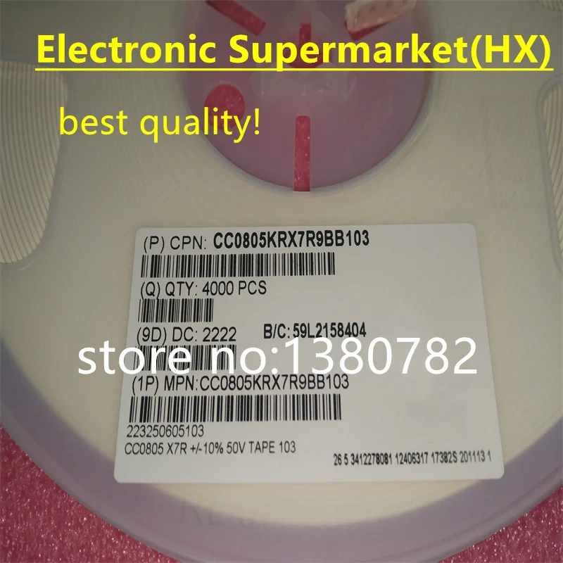 Free Shipping 4000pcs/lots 0805 chip capacitance 10nF (103) ± 10% 50V X7R CC0805KRX7R9BB103 In stock!