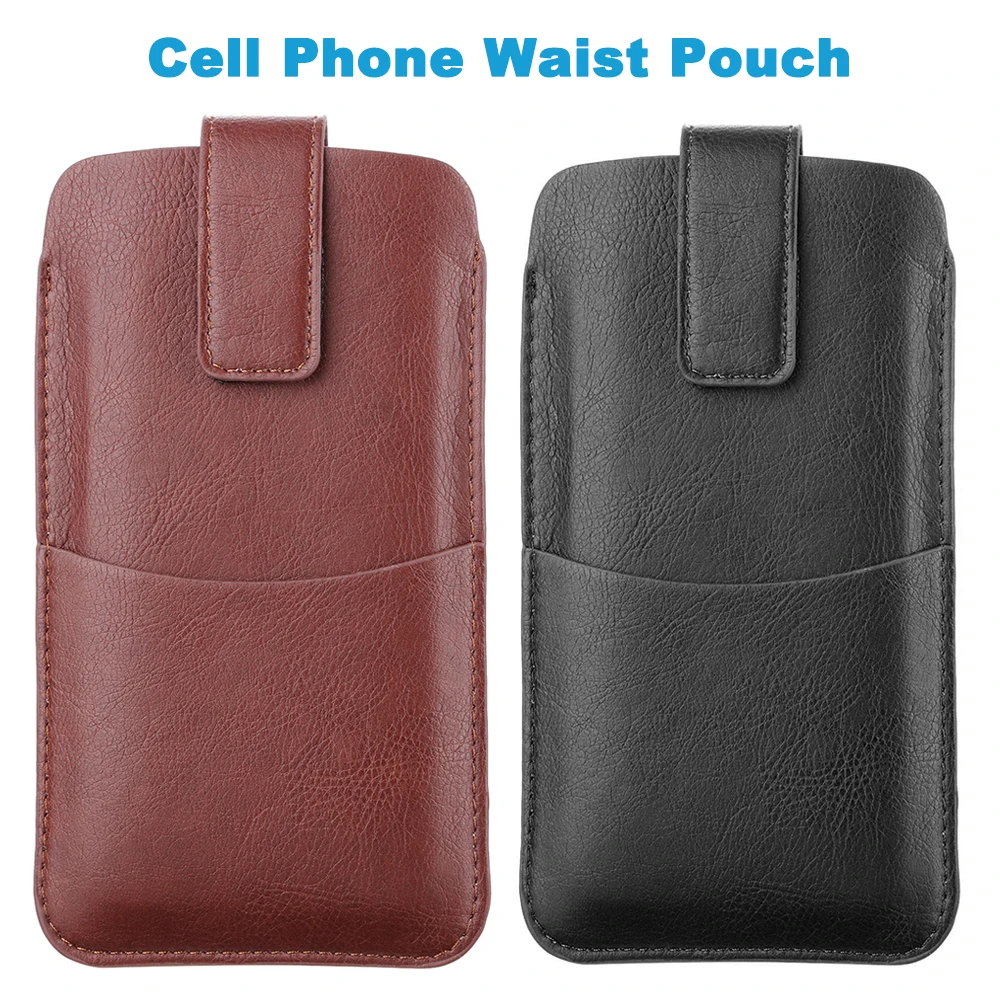 Leather Phone Holster Belt Case Universal Mobile Phone Bag For iPhone 14 13 15 16 Pro max Samsung Men Waist Bag Pouch Pack