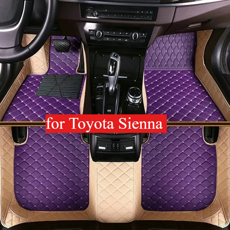 Custom Car Floor Mats for Toyota Sienna 8 Seats 2021-2025 All Weather Auto Carpets Rugs Foot Pads Interior Accessories Leather
