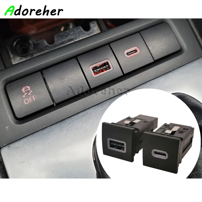 For VW Golf 6 Jetta 5 MK5 Scirocco 2010 2011 2012-2014 Car USB Charger Quick Charge QC3.0 Auto Phone Charging Adapter Button