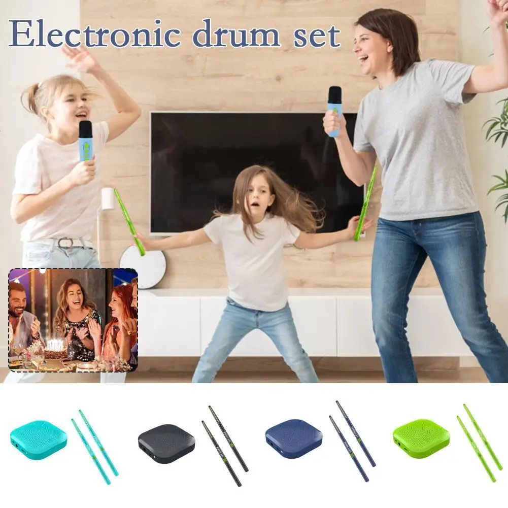 Virtual Electronic Drum Set Kit With Kick Pedal Bluetooth Audio Converter For Adults Kids Beginner Home Practice Music Gear