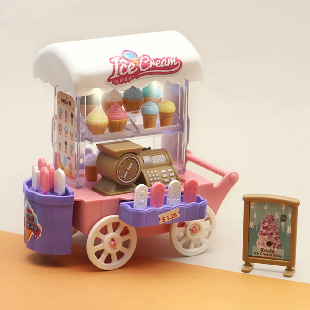 

Ice Cream Truck Plaything Wear-resistant Kit Toys for Girls Household Pretend Small Truckplaything Portable Interesting