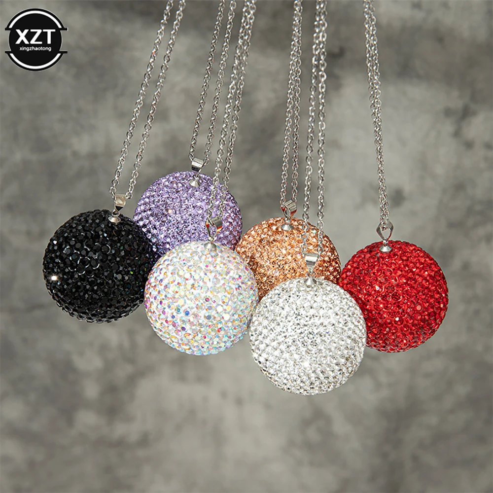 NEW Car Crystal Ball Pendant Cross-border Bling Diamond-encrusted Car Rearview Mirror Full of Diamond Crystal Ball Decoration