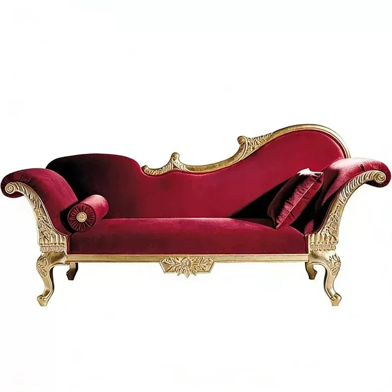Light luxury solid wood lounge chair, retro engraving design, velvet upholstered, multi-room use