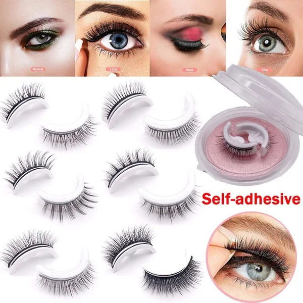 Reusable Self Adhesive Eyelashes Multi Styles Waterproof Natural False Lashes With Crystal Box (No Glue Needed)