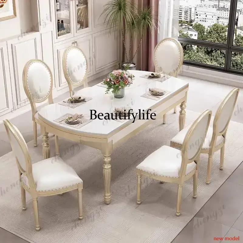 A68Style Items Dining Tables Base Decorations Party Luxury Set Dining Tables Extending Expandable Mesas Comedor Furniture For Ho
