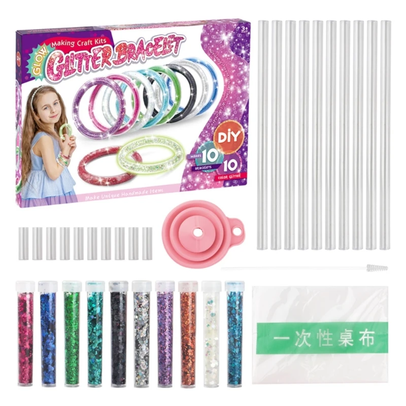 

Friendship Bracelet DIY Kits for Girls Colorful Glittering Wristlet Jewelry Set for Kindergarten Party Favor Craft Gift