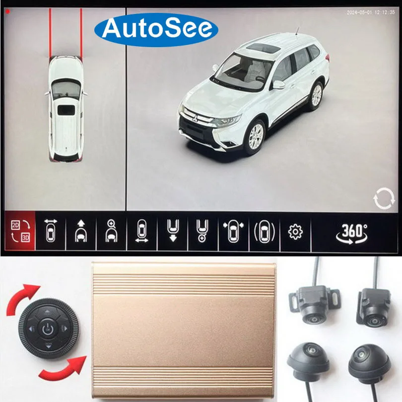 for Mitsubishi Eclipse cross Xpander 360 degree camera birds eye 3D panoramic view Front rear side surround reversing 4K dash