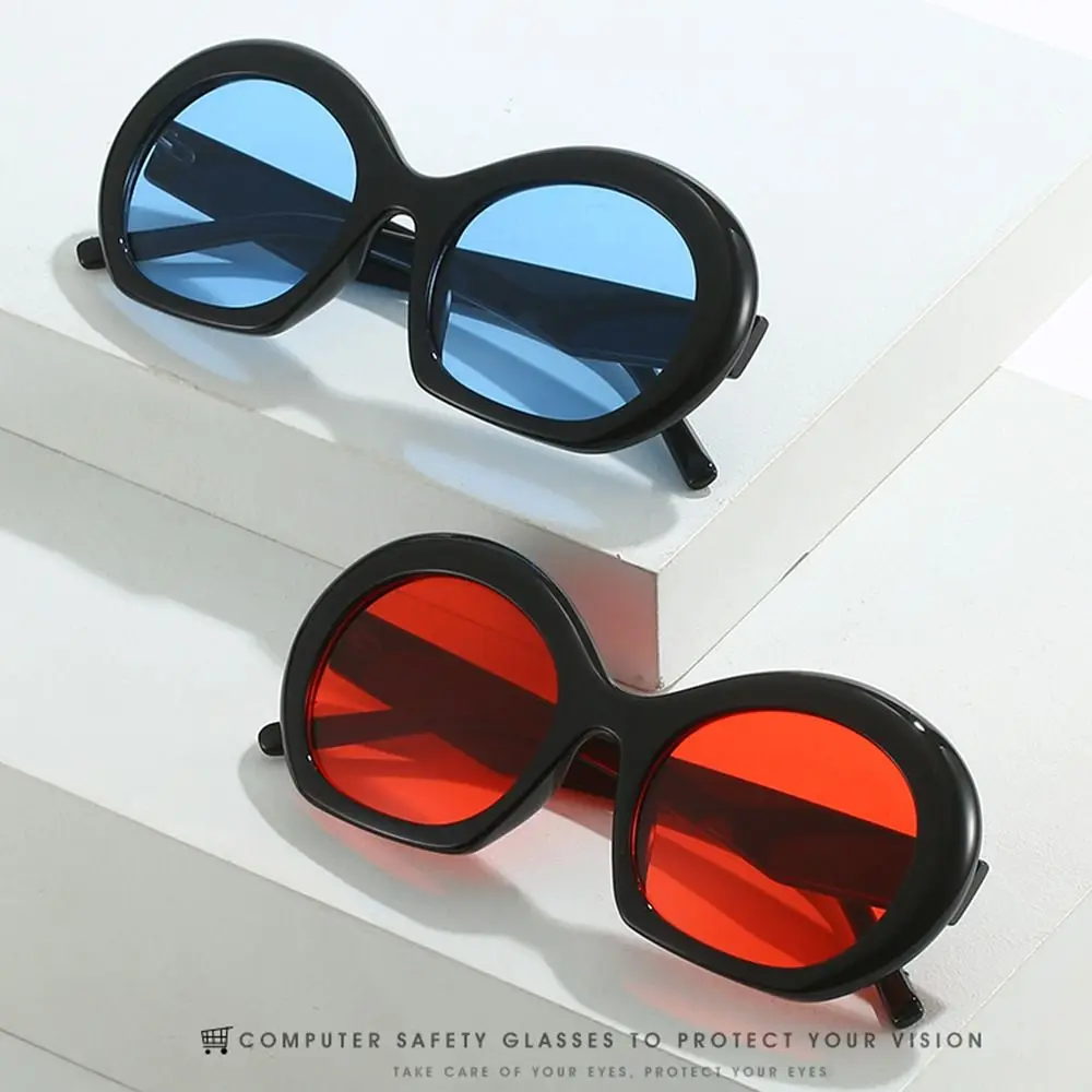 Vintage Big Round Sunglasses Women Brown Gradient Oversized Sun Glasses Female Fashion Luxury Brand Designer Mirror Clear Shades