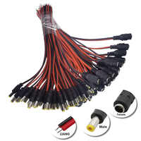 DC12V connectors 5.5 x 2.1mm DC Power Pigtail Cable Male Female Connector for CCTV Security Camera Power Adapter Length 24CM