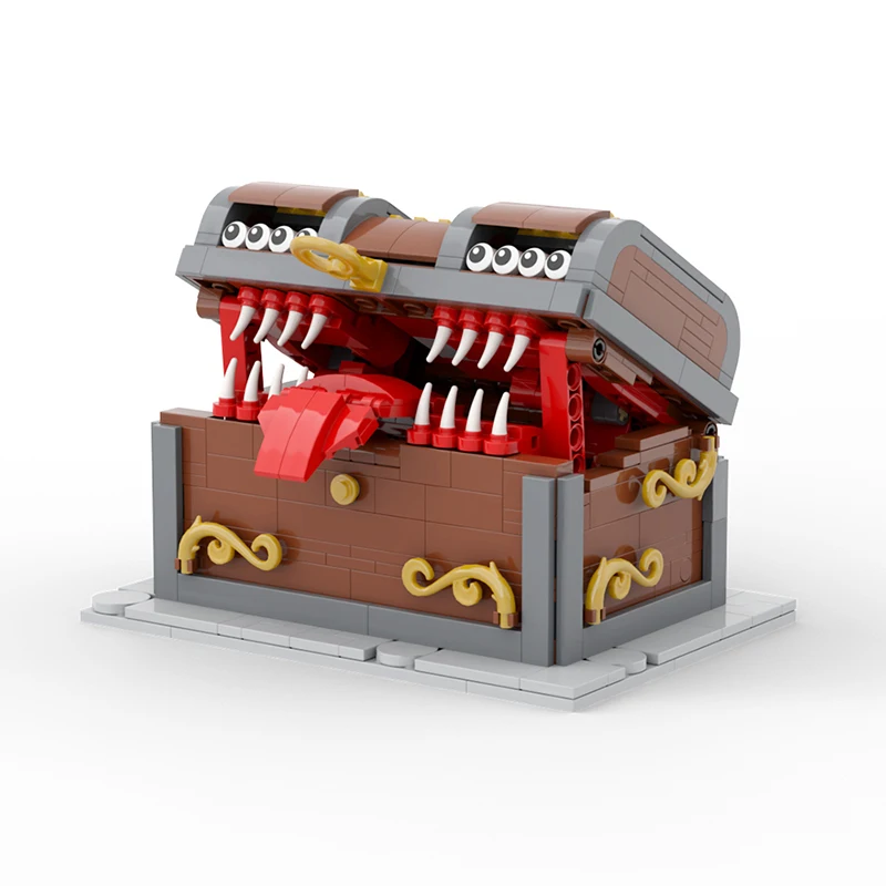 MOC Dragons Game Treasure Mimic Chest Monster Building Blocks Working Mechanical Game Dungeons Pirate Box Bricks Toy Kids Gift