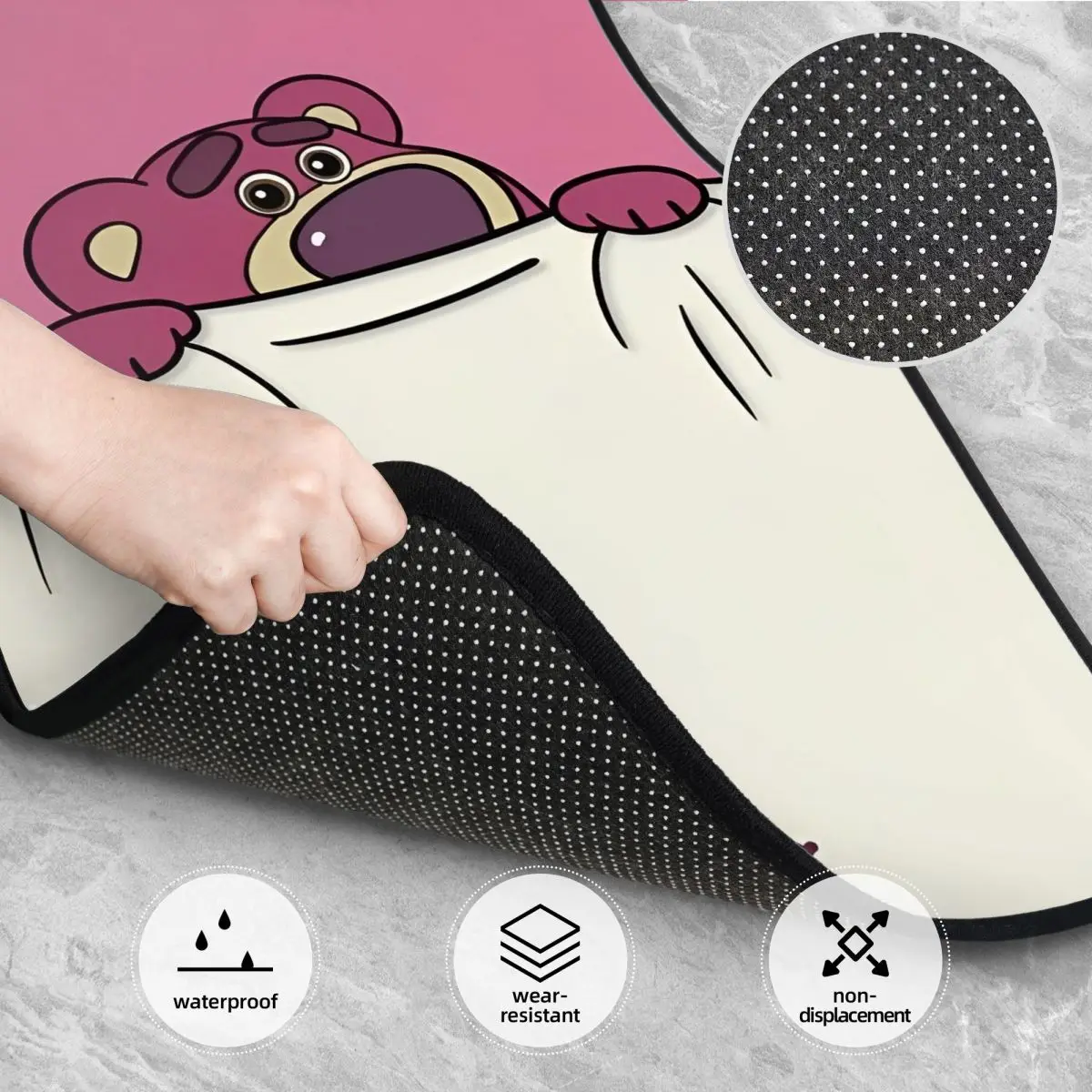 مجموعة سجادة أرضية السيارة من Lotso Pink Bear مكونة من 4 حصيرة أرضية عالمية مضادة للانزلاق مناسبة لشاحنات سيارات الدفع الرباعي