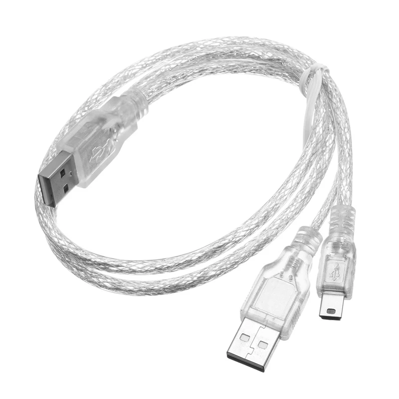 New Arrival Best Price Durable Dual USB 2.0 A Male to Mini USB B 5 Pin Male Data Cable For 2.5 HDD Hard Drive