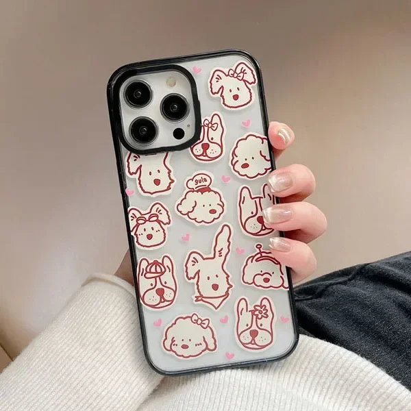

2.0 Version Acrylic Upgrade Border Cartoon Dog Bottle Phone Case Cover for IPhone 11 12 13 14 15 16 Pro Max Case