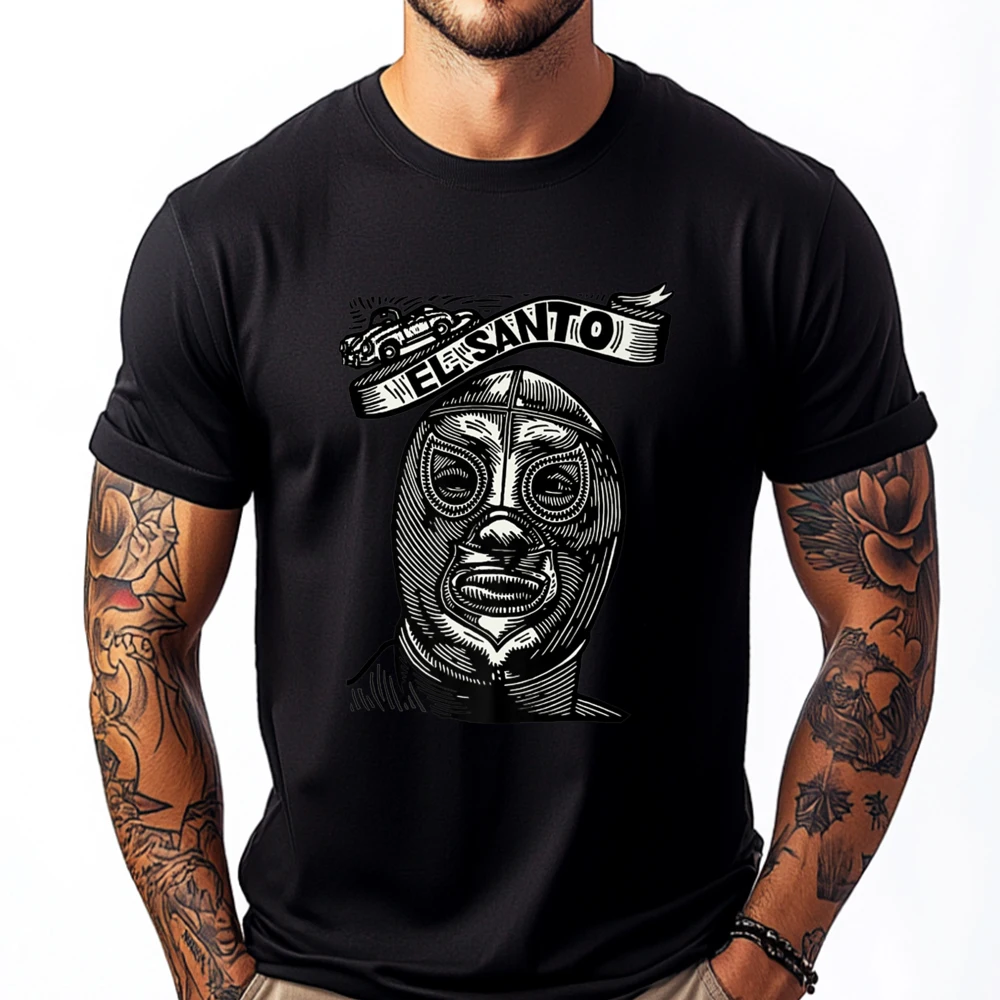 تي شيرت Enmascarado Plata المكسيكي المصارع Legend El Santo Graphic Shirts للرجال