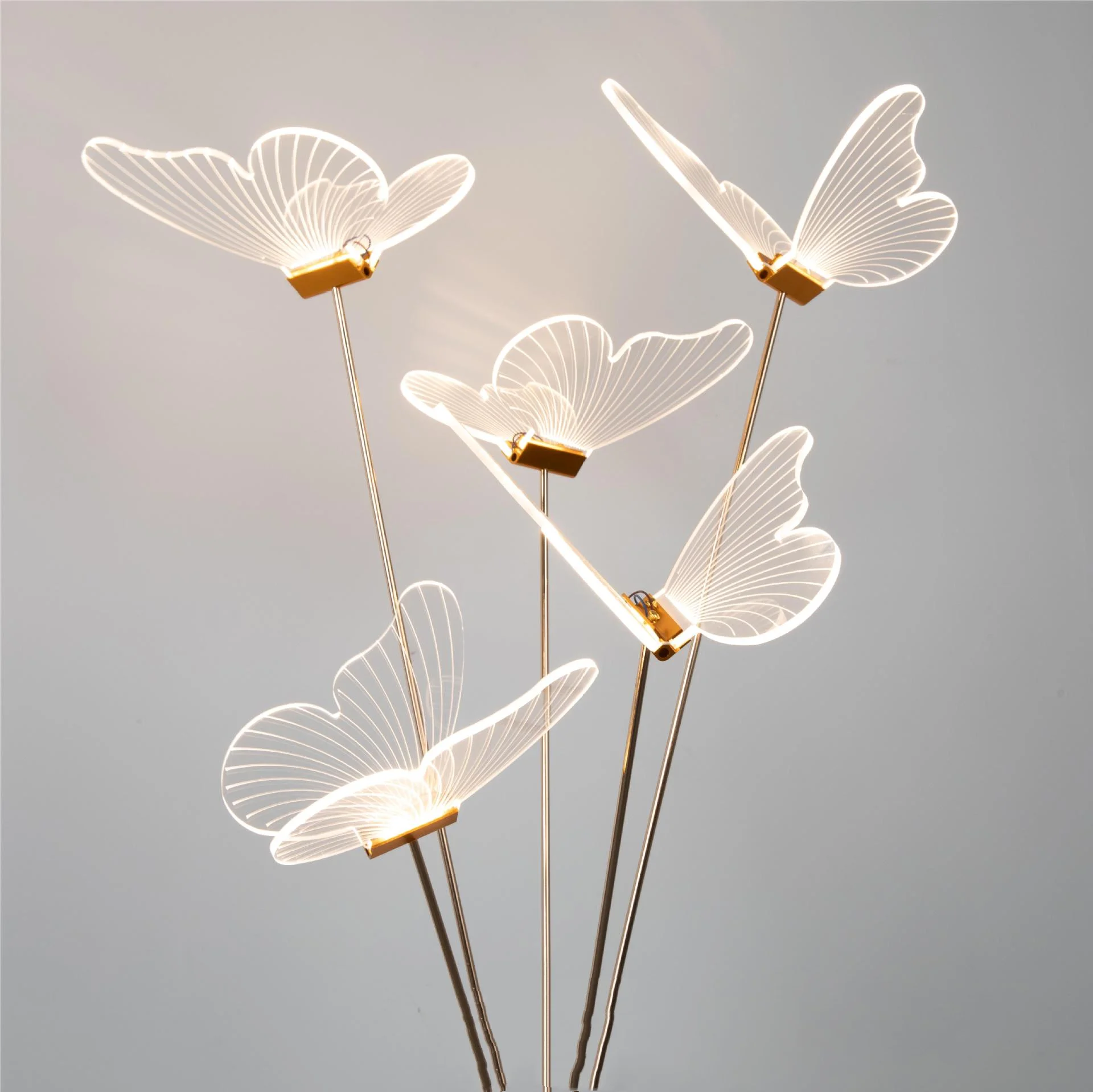 5PCs Butterflies Led Lights Standing Creative Acrylic butterfly with light Decor Wedding Party Stage Lamp