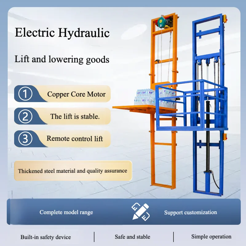 

Small Warehouse Lift Electric Hydraulic Freight Elevator Home and Industrial Cargo Hoist