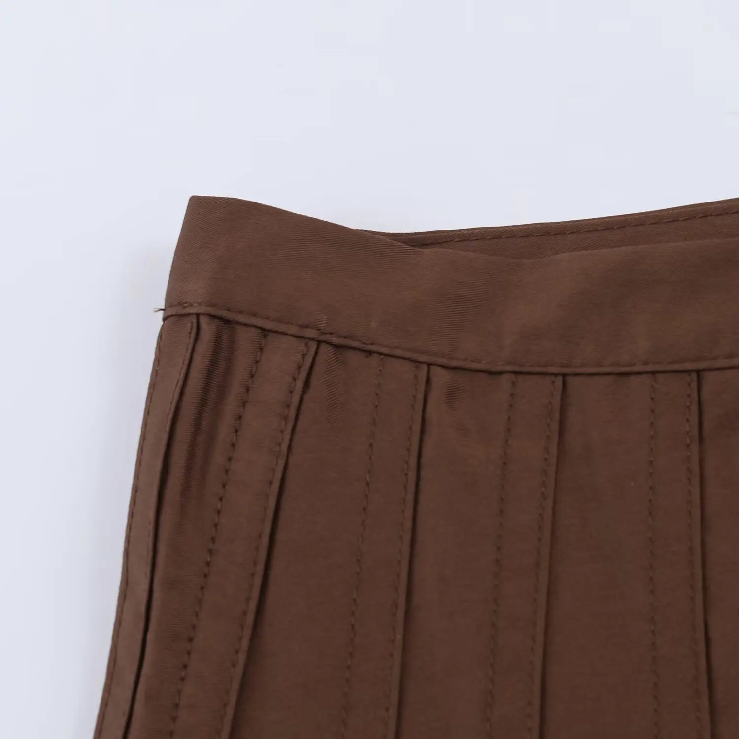 Nlzgmsj 2026 Neuer Vintage Einfarbiger Midi-Rock mit Falten an der Taille, Lange Röcke für Damen, Modischer High-Street Casual Urlaubsrock – Detail 4