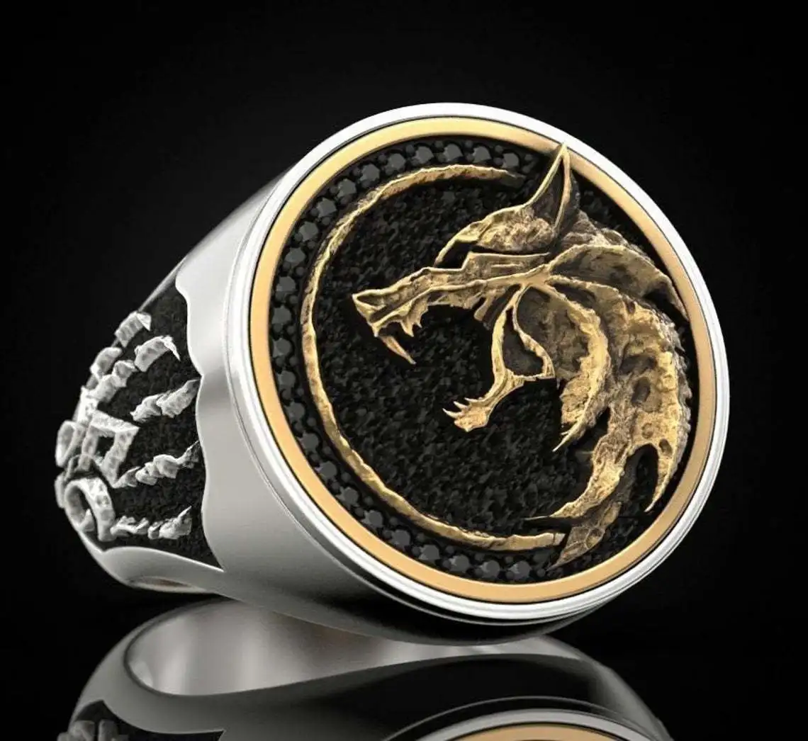 

New Wizard Hunter Claw ring Viking Warrior vintage two-tone ring for men