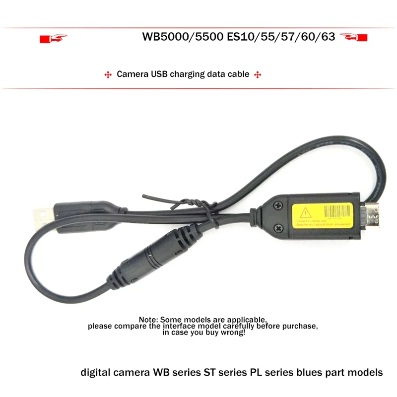 Convient pour Samsung Câble de données de charge de l'appareil photo SUC-C3 C5 C7 CB20U05A/B Câble de charge USB 0.5 mètres