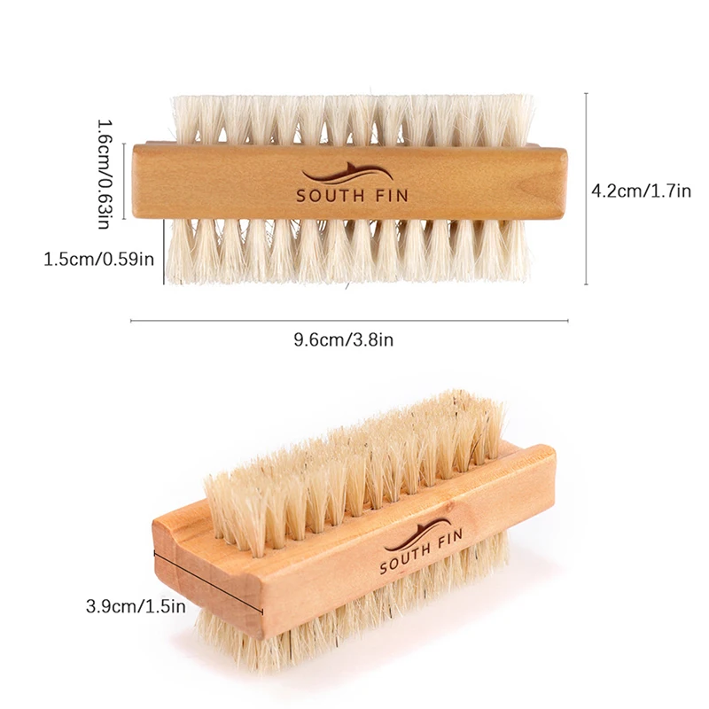 Double-sided Natural Hair Nail Brush Manicure Pedicure Wood Handle Soft Remove Dust Nail Cleaning Tools Brush For Nail Care