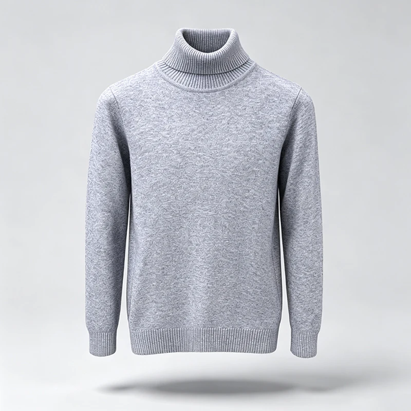 Herren-Strickpullover mit Rollkragen, langen Ärmeln und geripptem Saum und Bündchen, ideal für den urbanen Alltag, den Stadtpendelverkehr, die Freizeit und die kalte Jahreszeit. – Detail 11