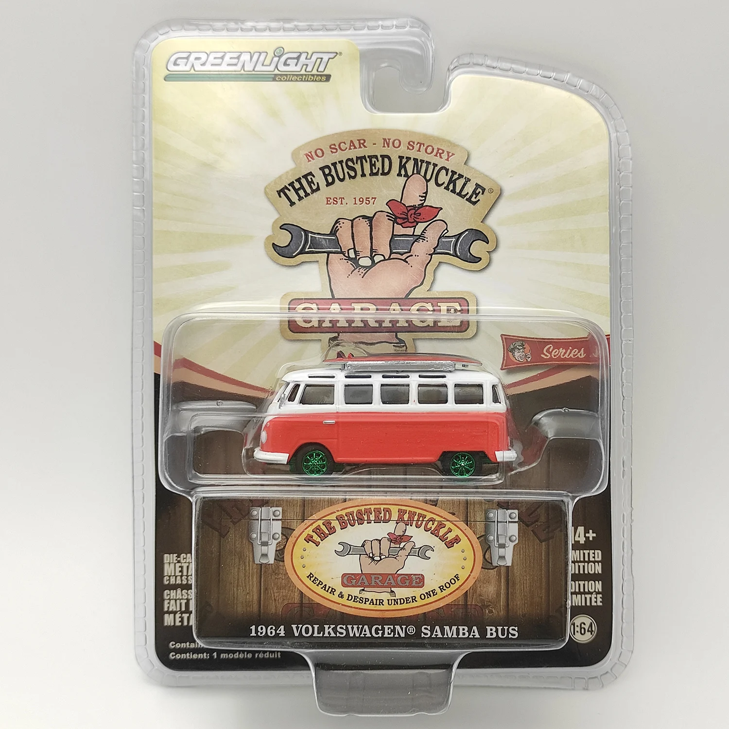 

Diecast 1:64 Scale 1964 VOLKSWAGEN SAMBA BUS Green Wheels Alloy Car Model Collectible Toy Gift Display Ornaments