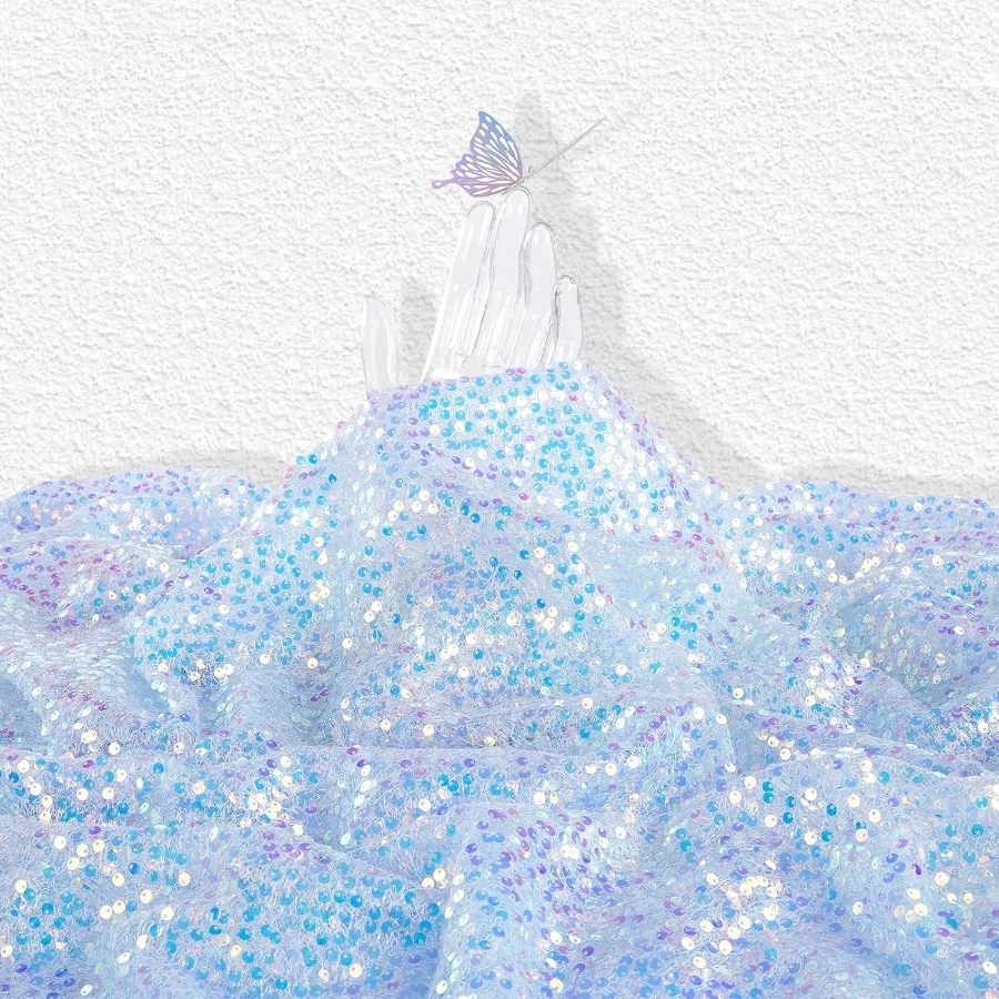 

5 мм переливающаяся блестящая сетчатая ткань для вышивания во дворе для шитья одежды на заказ, платья, свадебные украшения, декор стола, сделай сам