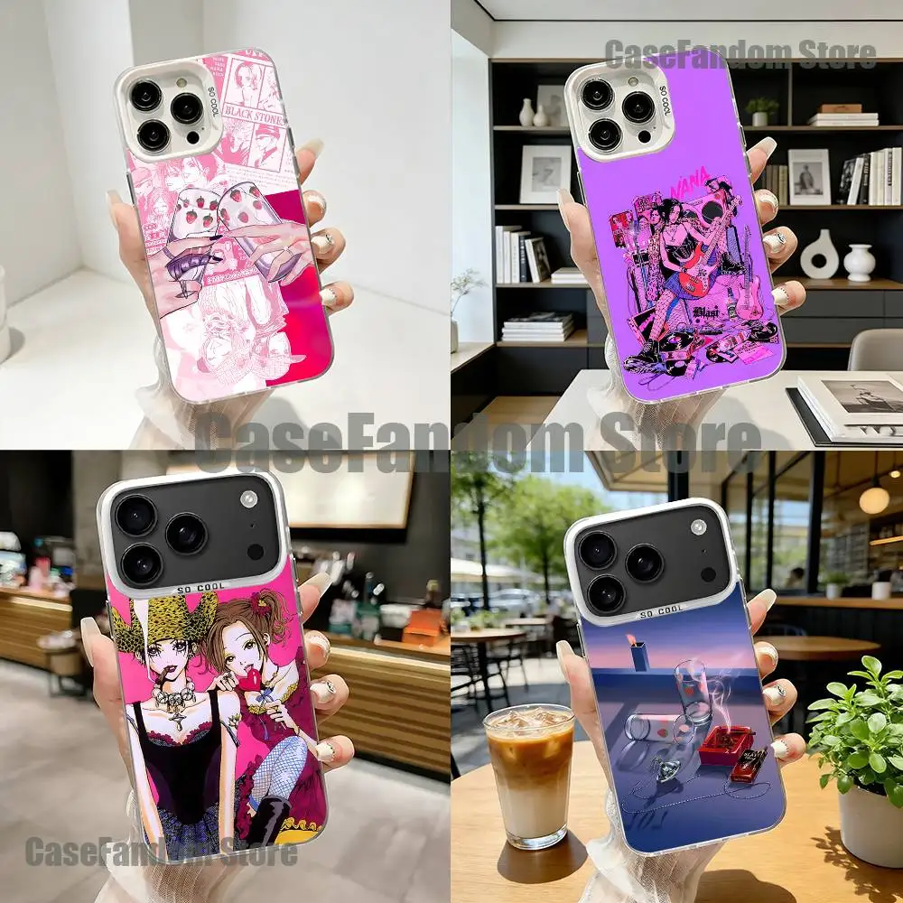 

Anime N-Nana For iPhone 17,16,15,14,13,12,11,Mini,Pro,E,SE4,XS,MAX White Shockproof Candy Matte Cover