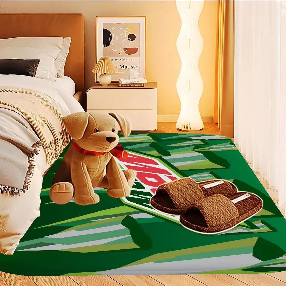 Tapete de Chão Antiderrapante com Logo M-mountain D-dew, Absorvente de Água, Almofada Longa para Quarto, Alfombra