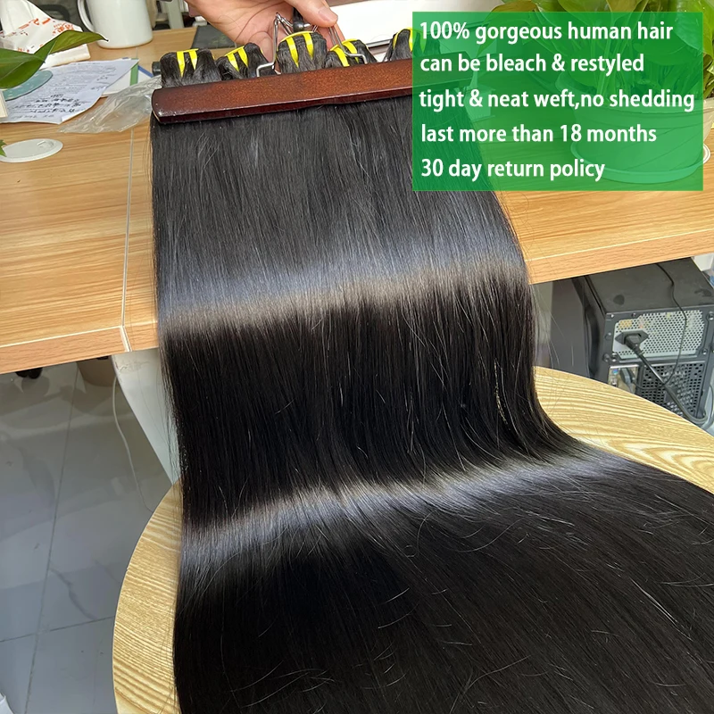 سوبر مزدوجة تعادل العظام حزم مستقيمة الشعر البشري الخام عذراء الشعر الفيتنامية سميكة أعلى حزم وصلات شعر غير معالجة