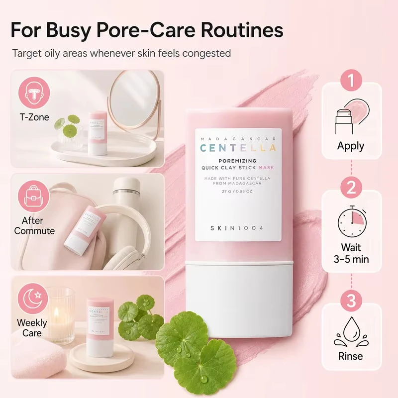 SKIN1004 Korean Centella Poremizing Quick Clay Stick Mask 27g 5 Clays Deep Pore Cleansing Sebum Control Blackhead Remover Gifts - view 5