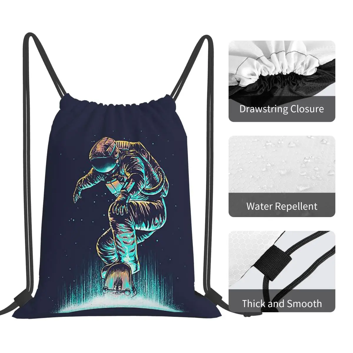 Space Grind Backpacks Fashion Portable Drawstring Bags Shoes Bag Book Bags For Travel Students