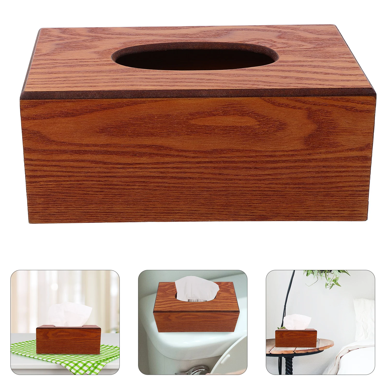 

Solid Wood Paper Box Towel Container Office Tissue Boxes Retro Napkin Vintage Holder Wooden